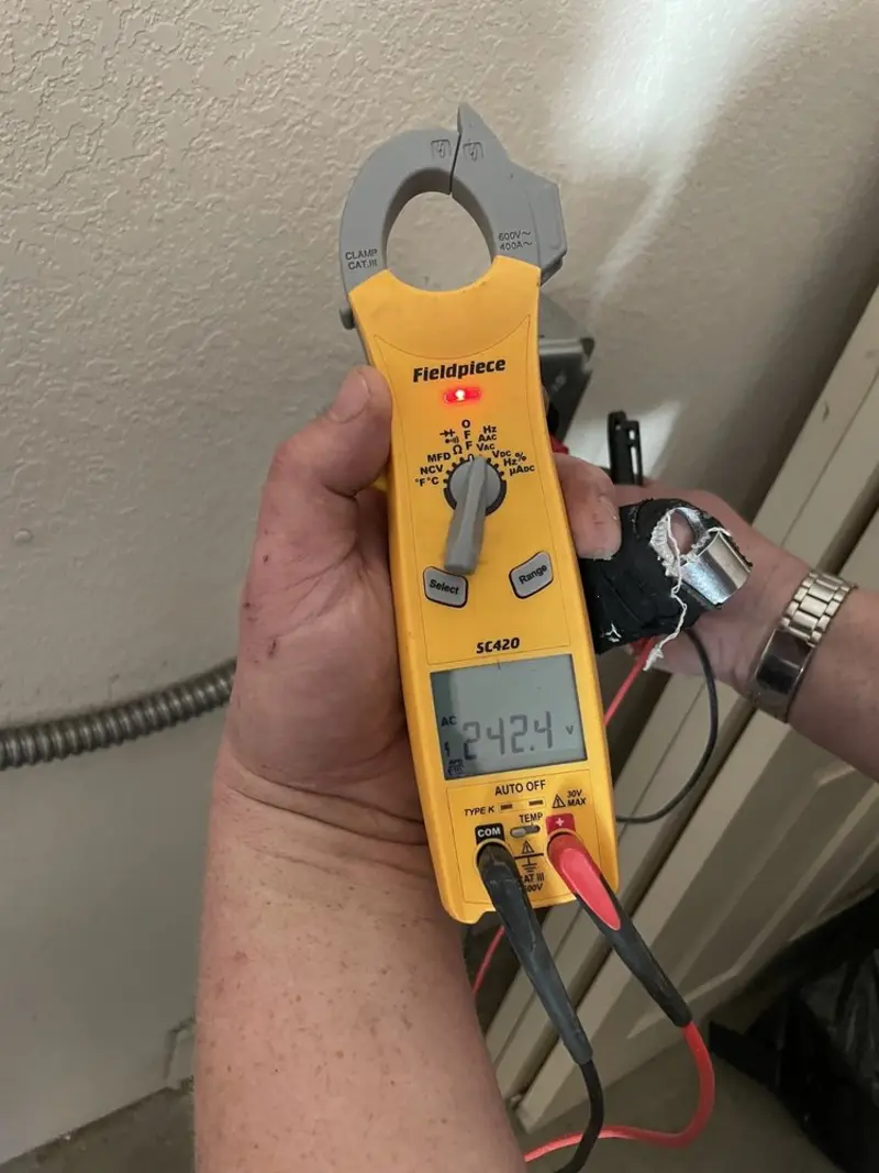 Voltage testing with clamp meter during Hot Tub / Pool Electrical Wiring in Cherry Hill